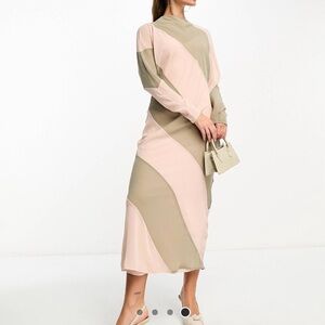 Elegant Pink and Tan Dress